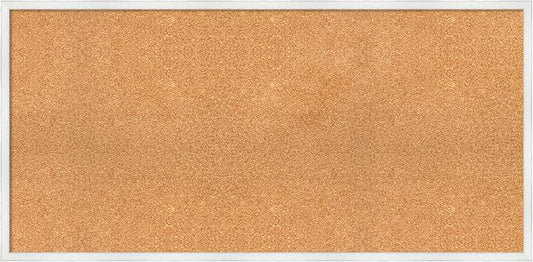 Amanti Art Natural Cork Board for Wall, 23x47 Vision Board with White Frame, Oversize Corkboard Office Decor for Home Organization, Country Rustic Corkboard Pinboard to Display Items for Home