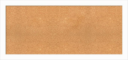 Amanti Art Natural Cork Board for Wall, 21x45 Vision Board with White Frame, Oversize Corkboard Office Decor for Home Organization, Casual Corkboard Pinboard to Display Items for Home Organization in