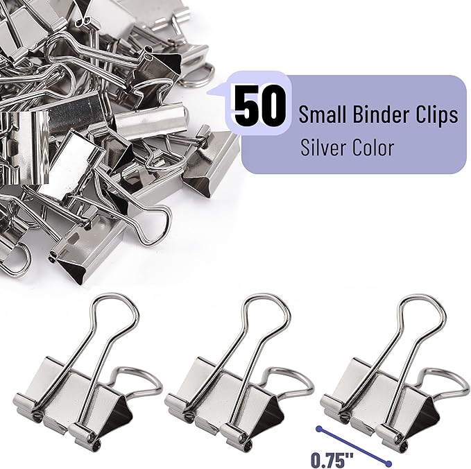 Mr. Pen Binder Clips - 50 Pack, 0.75 in Silver Mini Clips for Paper and Office Use