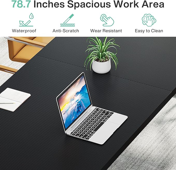 Tribesigns 78.7-Inch Executive Desk, Large Computer Office Desk Workstation, Modern Simple Style Laptop Desk Study Writing Table Business Furniture for Home Office (Black, 78.7 Inch)