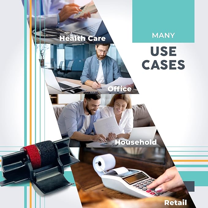 CATIGA IR-40T Ink Roller Cartridge for Printing Calculators and Adding Machines, Black/Red Pack of 2, Used with Casio HR-100TM HR-150TM HR-170RC, Sharp EL-1750V EL-1801V, CP30A CP90A