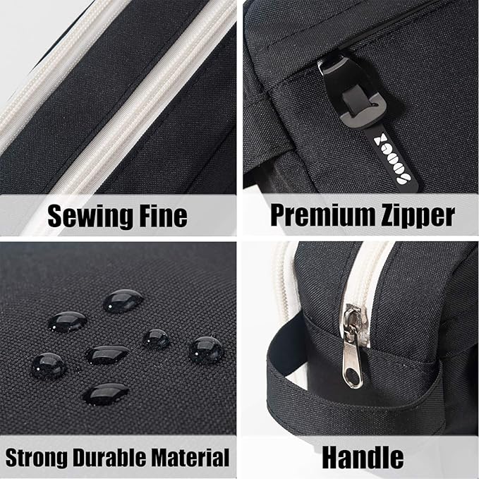 Sooez High Capacity Pencil Case, Big Pencil Bag Pouch Box Organizer Pen Case, Portable Journaling Supplies with Easy Grip Handle & Loop, Asthetic Supply for Girls Adults, Black