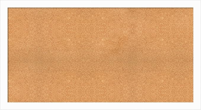 Amanti Art Natural Cork Board for Wall, 29x53 Vision Board with White Frame, Oversize Corkboard Office Decor for Home Organization, Casual Corkboard Pinboard to Display Items for Home Organization in