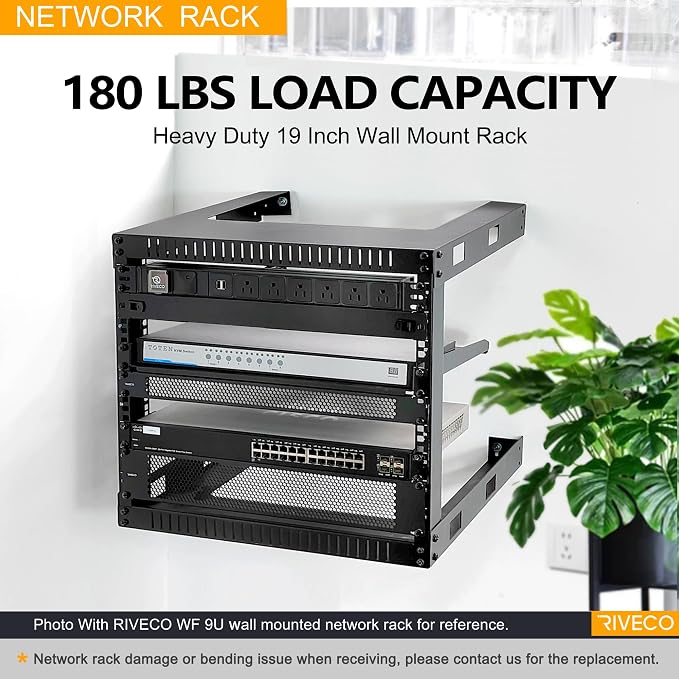 RIVECO 4U 19" Wall Mount Network Rack – 17.7" Deep 2 Post Open Frame Cabinet - Image 4