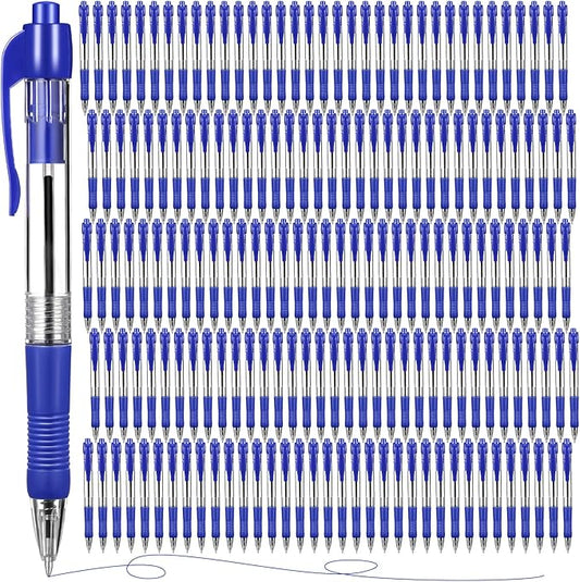 Fainne 200 Pack Retractable Ballpoint Pen 1.0 mm Medium Point Refillable Smooth Click Writing Pens With Grip for Work Journal Writing Office School Supplies(Blue Ink)