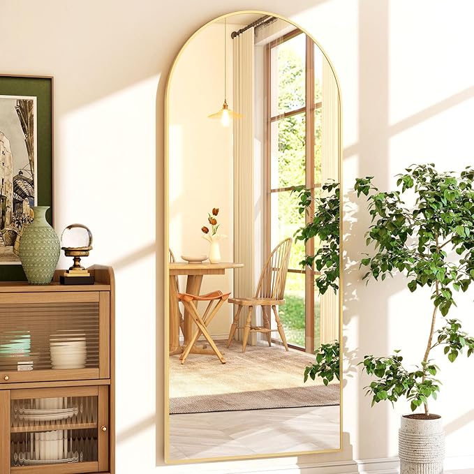 65"x24"Arched Full Length Mirror - Floor Mirror- Aluminum Alloy Frame Full Body Mirror for Bathroom Living Room Bedroom and Entryway Gold