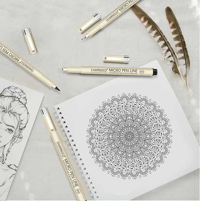 02 Micro Pen, Black Fine Point Pen with Waterproof Archival Ink, 0.28mm Fineliner Ink Pens for Artist Illustration, Sketching, Anime, Manga, Technical Drawing and Scrapbooking