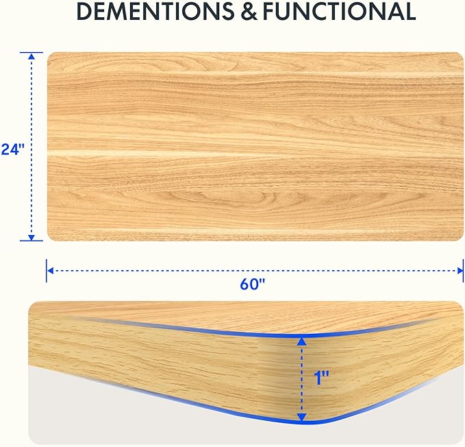 FLEXISPOT EN2 Whole-Piece Standing Desk with Clamp Power Strip, 60 x 24 Electric Stand Up Height Adjustable Desk with Cable Management (White Frame + 60" Maple Top, 2 Packages)