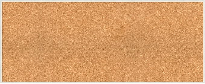 Amanti Art Natural Cork Board for Wall, 23x55 Vision Board with White Frame, Oversize Corkboard Office Decor for Home Organization, Modern Corkboard Pinboard to Display Items for Home Organization in