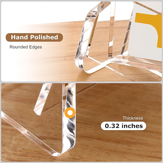 SANRUI Acrylic Business Card Holder for Desk, 3 Tier Clear Tilt Business Name Card Display Holders Stand Storage Organizer Fits 360 Business Cards (Horizontal, 6-Slot)