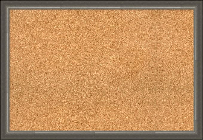 Amanti Art Natural Cork Board for Wall, 27x39 Vision Board with Silver Wood Frame, Large Corkboard Office Decor for Home Organization, Casual Corkboard Pinboard to Display Items for Home Organization