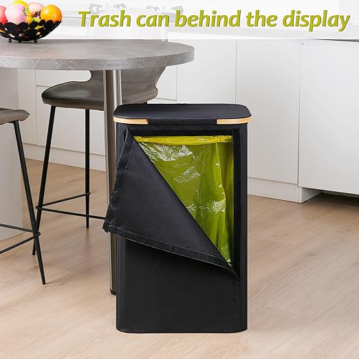 efluky Recycling Bin Holder 100L, 26 Gallon Trash Can with Lid, Garbage Bag Holder for Yellow Bags, Easy Removal, (Inner Bag Not Included) -Black