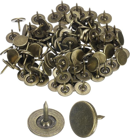 uxcell 150Pcs Upholstery Tacks, 11mmx10mm Flat Head Thumb Tack Decorative Furniture Nails Push Pins for Furniture Sofa Headboards, Bronze