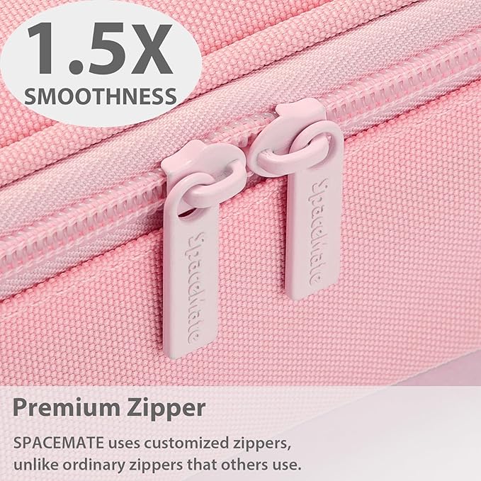 Pencil Case Pouch Box Bag School Supplies Girls Boys Kids, Cute Preppy Stuff Large Big Capacity Aesthetic Pen Organizer, Back to College Stationary, Pink, Classic Stlye, 1800ml