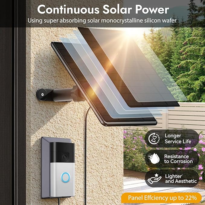 6W Solar Panel for Ring Doorbell, Solar Panel for Latest Model Video Doorbell - Image 4
