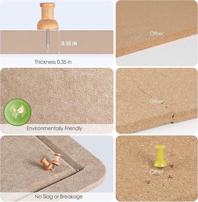 MaxGear Large Bulletin Board 36" x 24", Foldable Felt Board Vision Board Supplies, Cork Board for Office, Home, School, Small Pin Boards for Walls Decorative Display Board Beige Brown