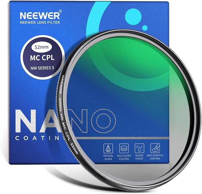 NEEWER 52mm Polarizer Filter, 24 Layer Multi Resistant Nano Coated MC CPL by Neewer