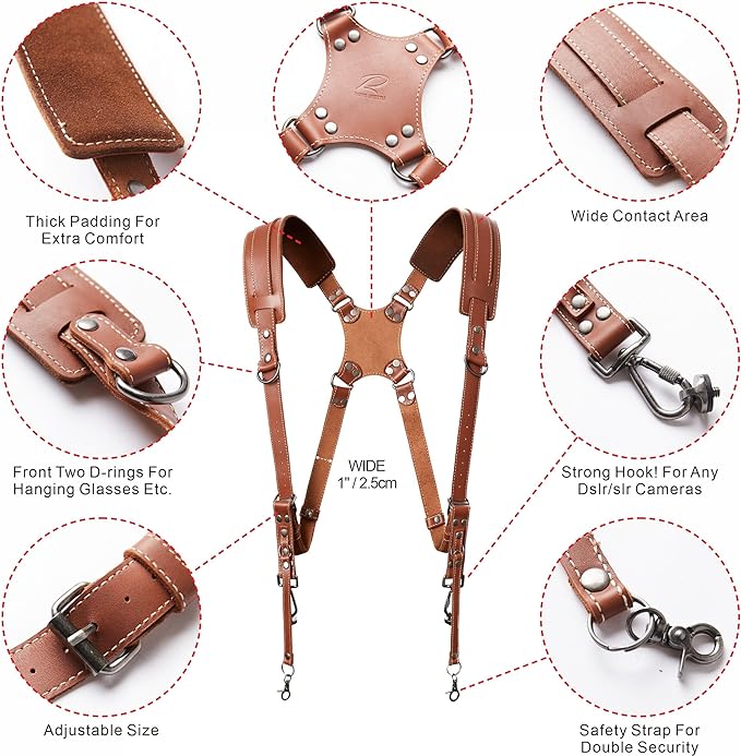 Padwa Lifestyle Tan Dual Camera Harness Strap - Image 2
