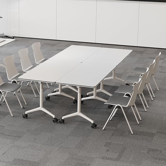 Folding Conference Room Tables 6 Pack, Foldable Modern Mobile Meeting Table Desk Training Table 6FT Large Rolling OfficeTable for Conference Training Classroom (6, 47.2" * 23.6" * 29.5")