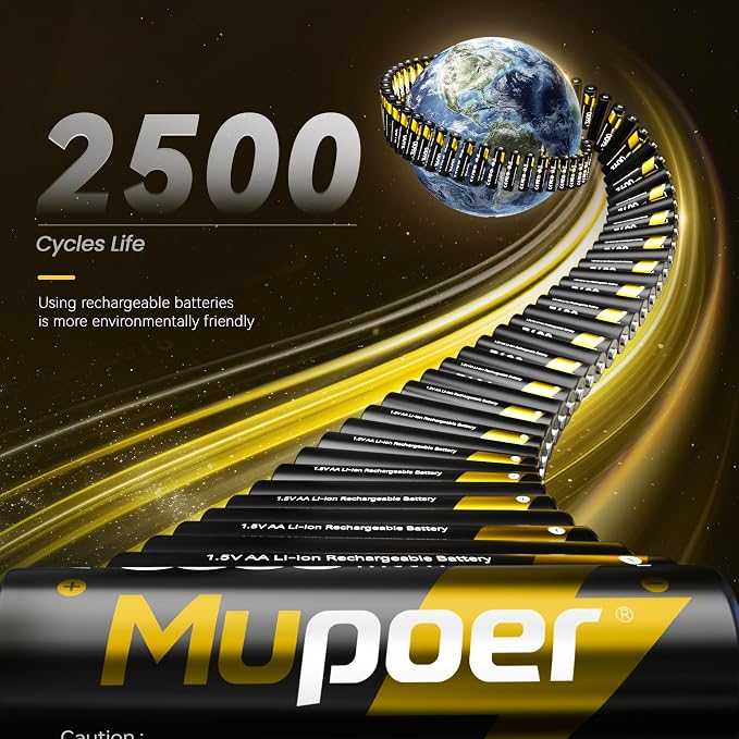 Mupoer Rechargeable Lithium Batteries AA 8-Pack - Image 3