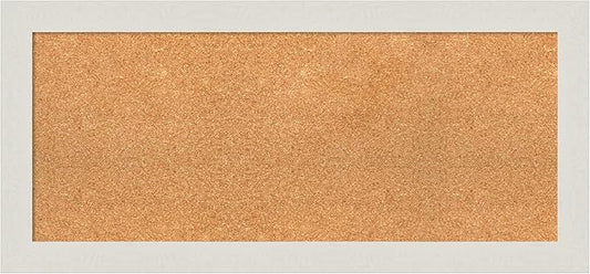Amanti Art Natural Cork Board for Wall, 17x37 Vision Board with White Frame, Medium Corkboard Office Decor for Home Organization, Country Rustic Corkboard Pinboard to Display Items for Home
