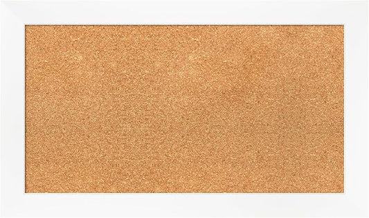 Amanti Art Natural Cork Board for Wall, 17x29 Vision Board with White Frame, Medium Corkboard Office Decor for Home Organization, Modern Corkboard Pinboard to Display Items for Home Organization in