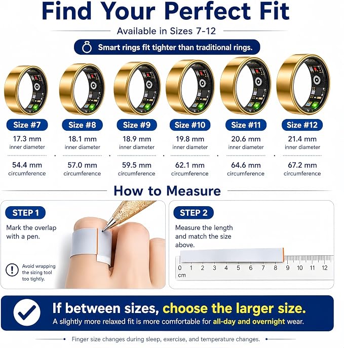 Smart Ring for Women Men, Sleep Tracking Wearable, Fitness Tracker Ring - Image 2