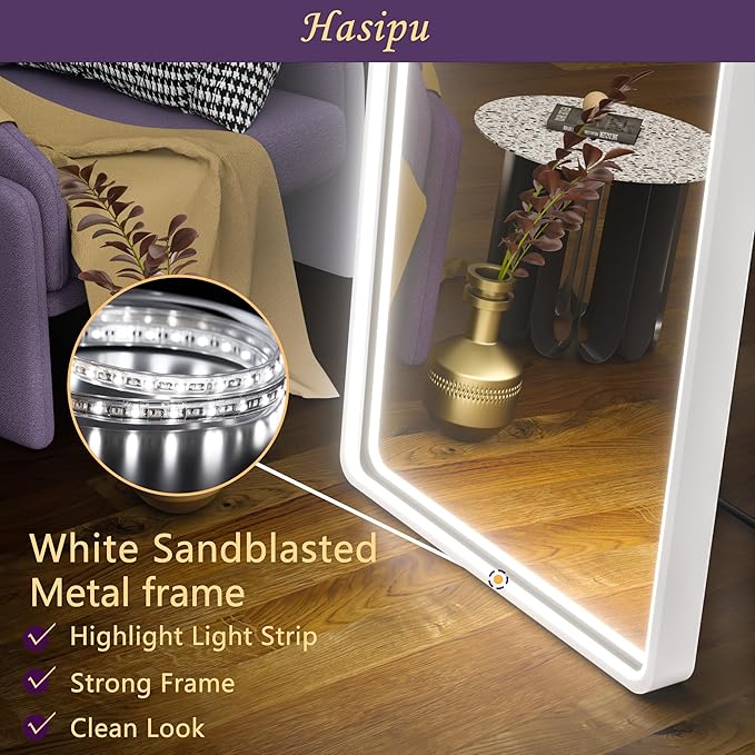 Hasipu 56" x 16" Led Mirror - Full Length, Wall Mounted with Lights & 3 Color Modes