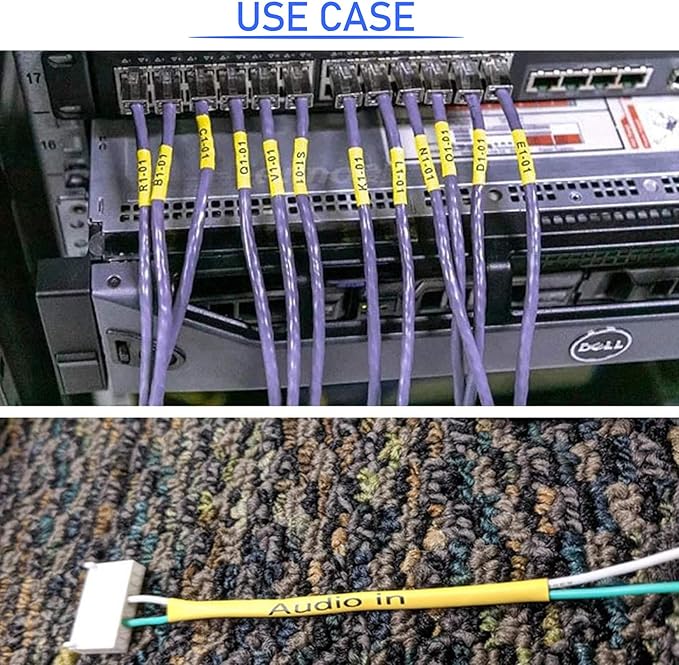 10PK Compatible for Ptouch HSe-621 HSe621 HS-621 HS621 Black on Yellow 8.8mm 0.34'' Heat Shrink Tubing for Wire Cable for PT300 PT-300B PT310 PT310B PT320 Label Maker Tape