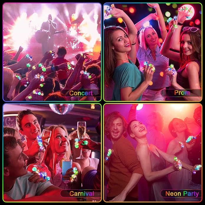 OLUPP Light Up Rings, Glow In The Dark Party Supplies, 6 Style Flashing Glow In - Image 3