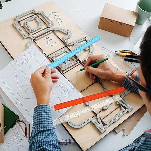 Fumete 144 Pack 12 Inch Plastic Rulers Bulk for Classroom Back to School Supplies Flexible Transparent Assorted Color Ruler with Centimeters and Inches for Office Teacher Student