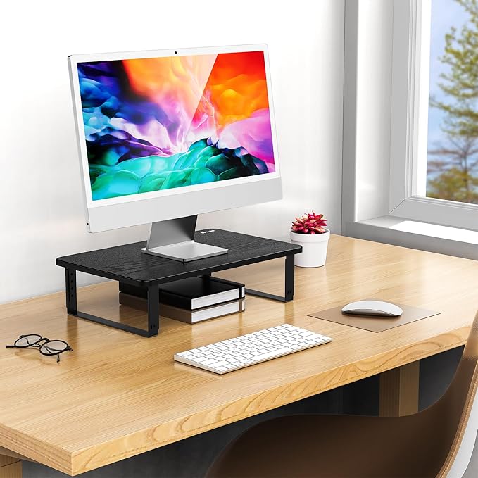 BESIGN MS01 Monitor Stand Riser, Height Adjustable Laptop Stand, Computer Monitor Stand for Monitor, Computer,Laptop,Printer (Black)