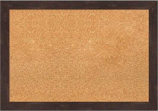 Amanti Art Natural Cork Board for Wall, 19x27 Vision Board with Brown Wood Frame, Medium Corkboard Office Decor for Home Organization, Rustic Farmhouse Corkboard Pinboard to display items for home
