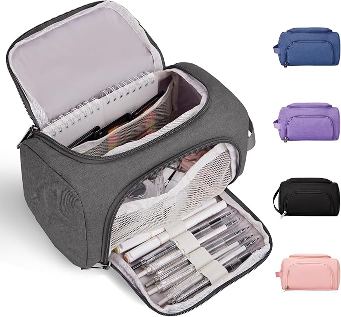 Large Pencil Pouch,Pencil Case Aesthetic,Zipper Pencil Box For Girls Back To School Supplies Emergency Bag Makeup Bag (Grey)