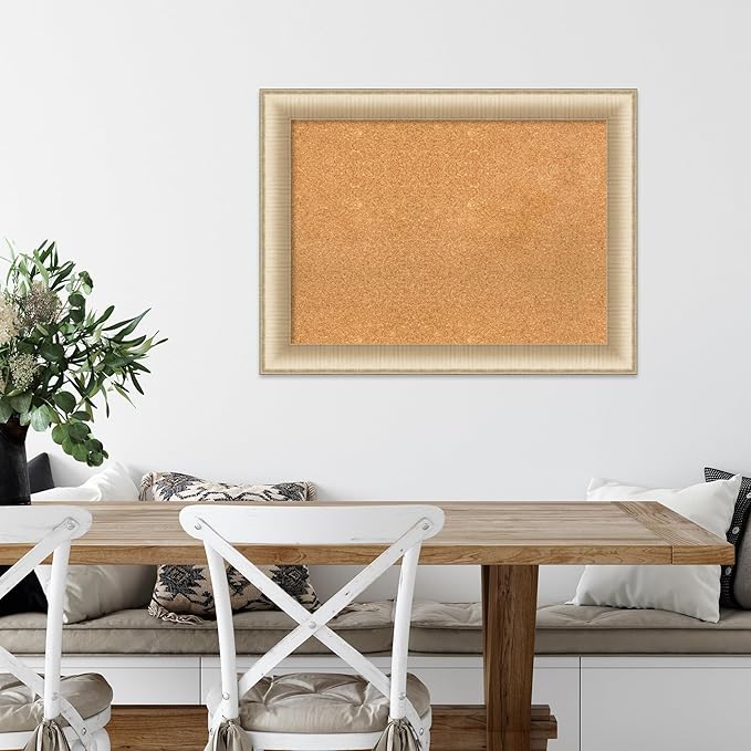 Amanti Art Natural Cork Board for Wall, 25x33 Vision Board with Gold Frame, Medium Corkboard Office Decor for Home Organization, Casual Corkboard Pinboard to display items for home organization