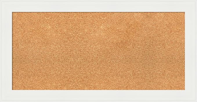 Amanti Art Natural Cork Board for Wall, 17x33 Vision Board with White Frame, Medium Corkboard Office Decor for Home Organization, Casual Corkboard Pinboard to Display Items for Home Organization in