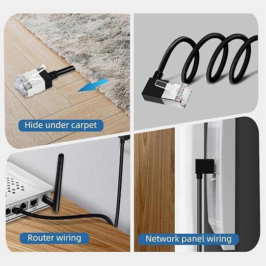 Ultra Thin Cat 6A Ethernet Cable 90° Degree Right Angled 6.6 Feet 2Pack - Image 4