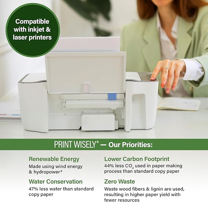 Elementree Sustainable Printer Paper Case 8.5" x 11" – Made from Sawmill Waste – 20 lb Copy & Multipurpose Computer Paper – 2500 Sheets – Made in the USA - Printer & Copier Compatible (00918C)