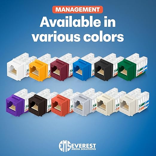 Everest 90° Angled RJ45 Cat6 Keystone Jacks 20-Pack in Blue - Image 7