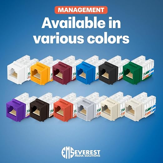 Everest 90° Angled RJ45 Cat6 Keystone Jacks 50-Pack in Blue - Image 7