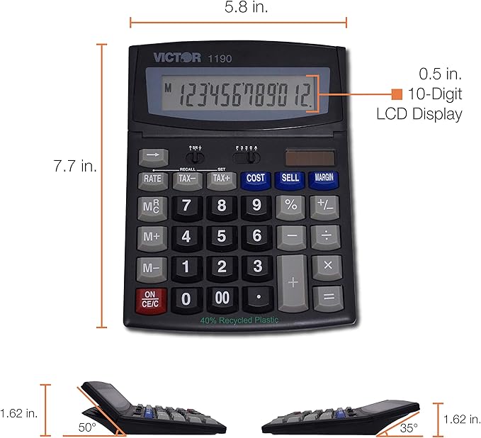 Victor 1190 Executive Desktop Calculator, 12-Digit LCD