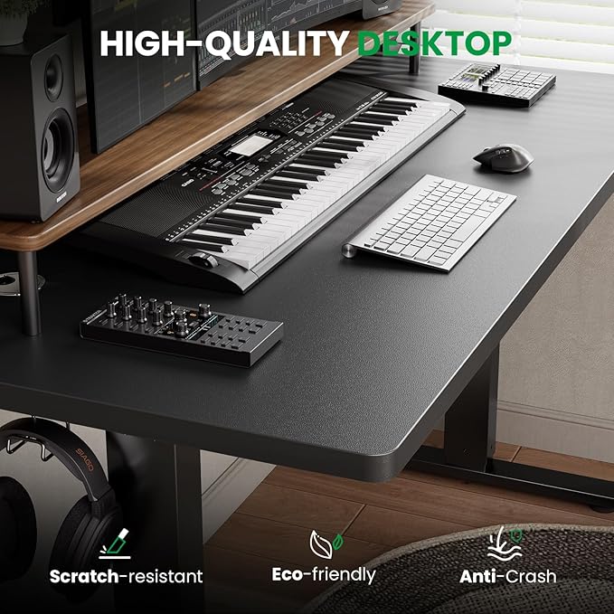 SIAGO Electric Standing Desk Adjustable - 48 x 24 Inch Sit Stand up Desk with Cable Management - 3 Memory Preset Adjustable Height Table