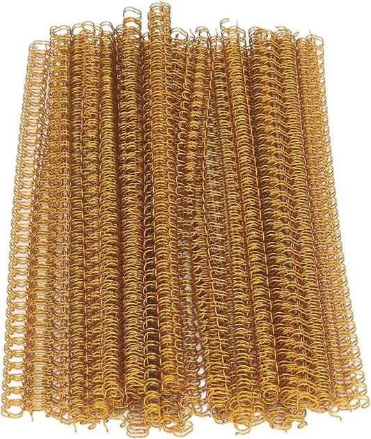 3:1 Pitch Double Loop Binding Wires, YolieraArt 100 Pack Spiral Spine Bindings, 9/16 Inch Wire Twin Binding for Book Binder Machine,Students and Coworkers (120 Sheet Capacity, 100P, Gold)