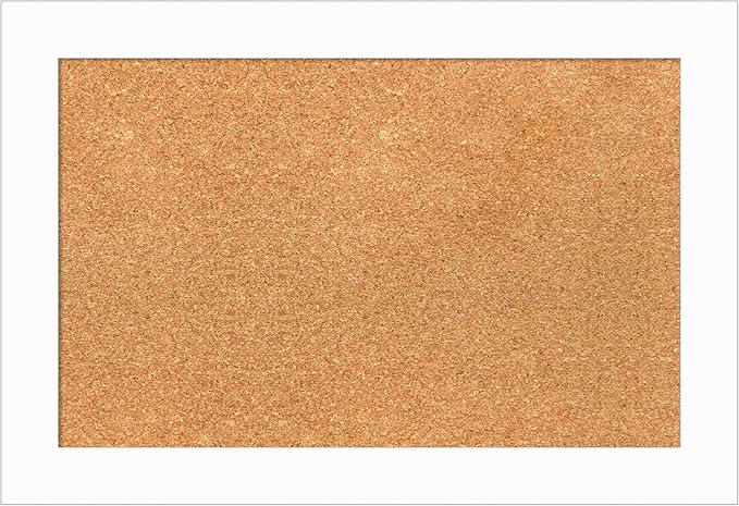 Amanti Art Natural Cork Board for Wall, 17x25 Vision Board with White Frame, Small Corkboard Office Decor for Home Organization, Casual Corkboard Pinboard to Display Items for Home Organization in