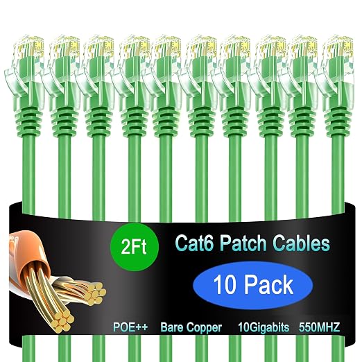 Cat6 Ethernet Patch Cable 2 ft, Cat6 Patch Cable by Lysymixs
