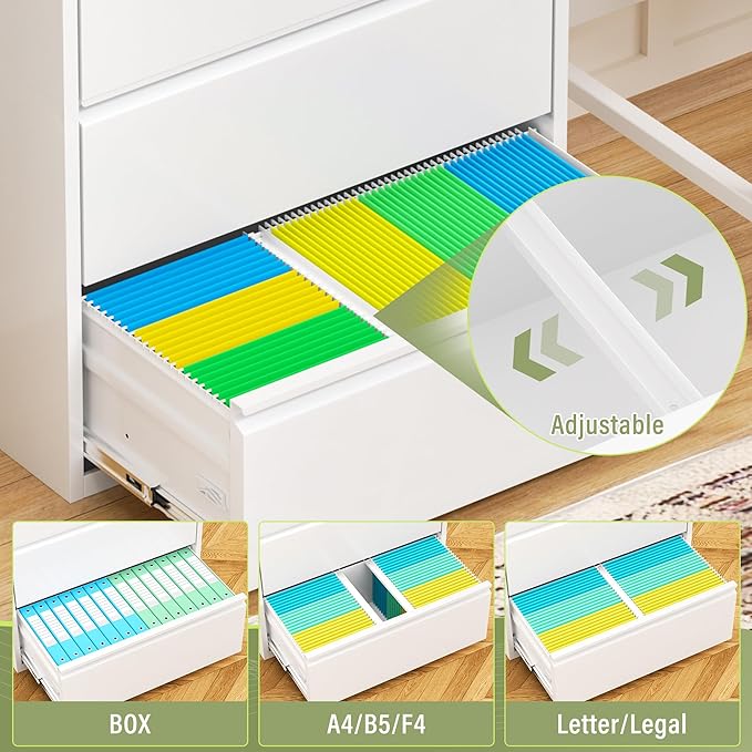 Incbruce 36" W 4 Drawer Lateral File Cabinet, Metal 4 Drawer Lateral Filing Cabinet with Lock, Steel Wide Filing Organization Storage Cabinet for Home, Office, Fit A4/F4/Letter/Legal File (White)