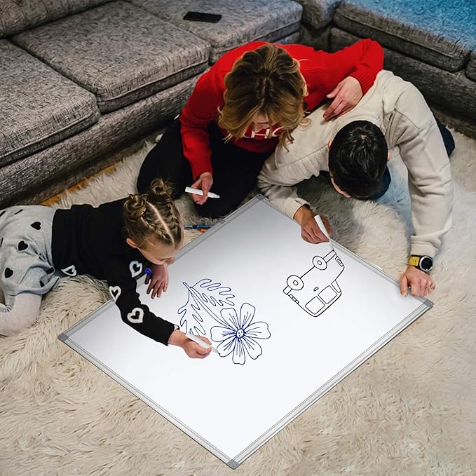 H-Qprobd Dry Erase Board for Wall Aluminum Presentation Magnetic Whiteboard with Long Pen Tray, Wall-Mounted White Board for School, Office and Home (40"x28")