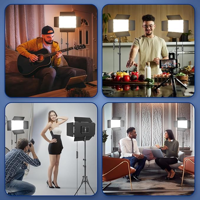 LED Video Lighting Kit with Barn Door, Kewaiaa Bi-Color Studio Lights with - Image 8