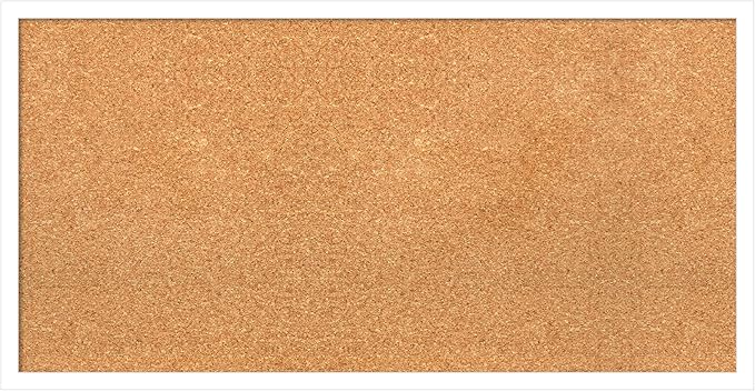Amanti Art Natural Cork Board for Wall, 17x33 Vision Board with White Frame, Medium Corkboard Office Decor for Home Organization, Modern Corkboard Pinboard to Display Items for Home Organization in