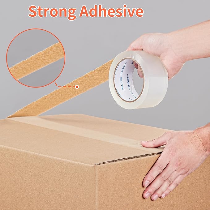 JARLINK 18 Rolls Clear Packing Tape with 3 Dispensers, Heavy Duty Packaging Tape Refills for Shipping Packaging Mailing, 2.8mil Thicker, 1.88 inches Wide, 55 Yards Per Roll, 990 Total Yards
